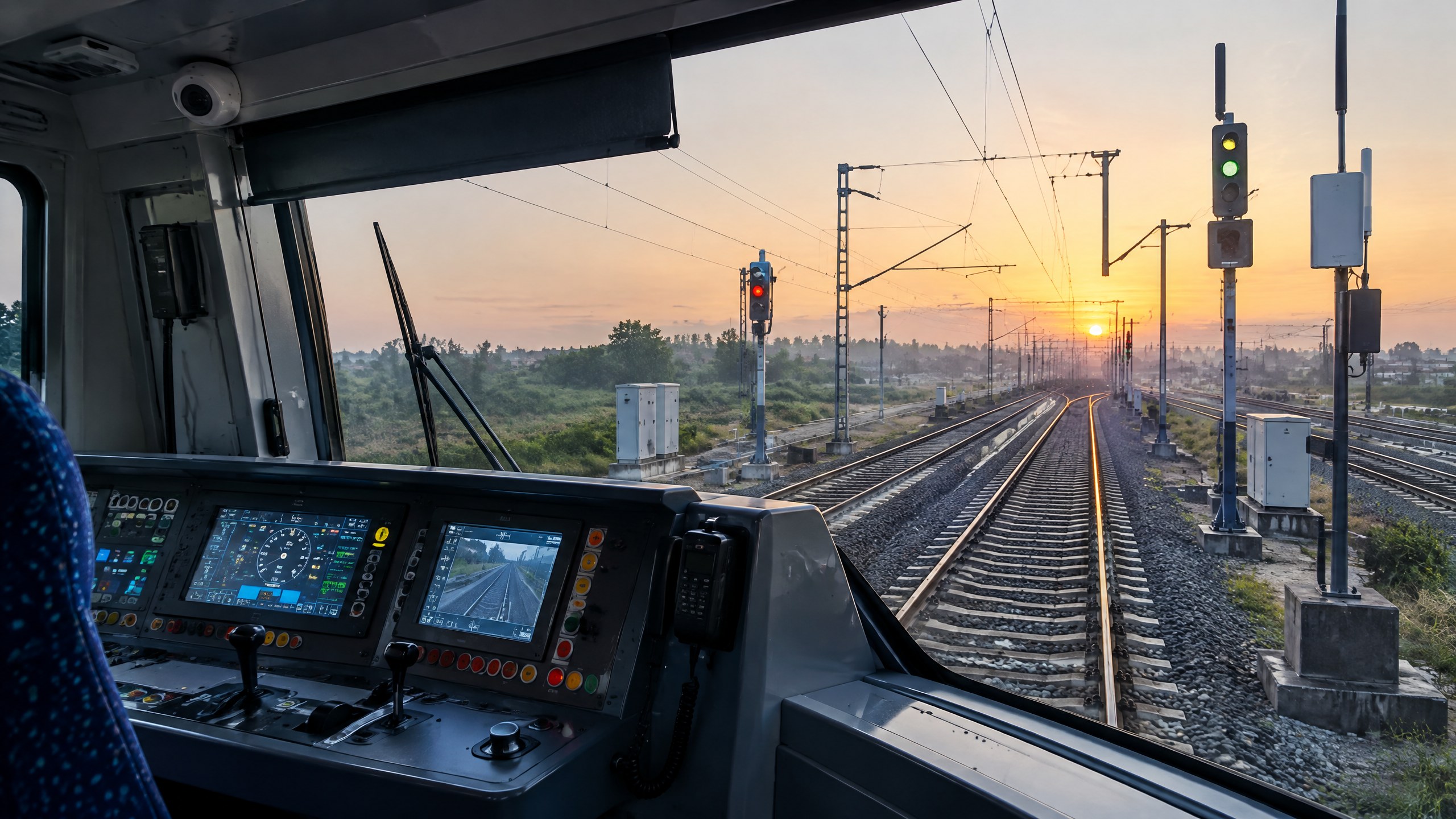 Editorial technology scene for Train Technology Explained: How Modern Railways Keep Moving Safely.