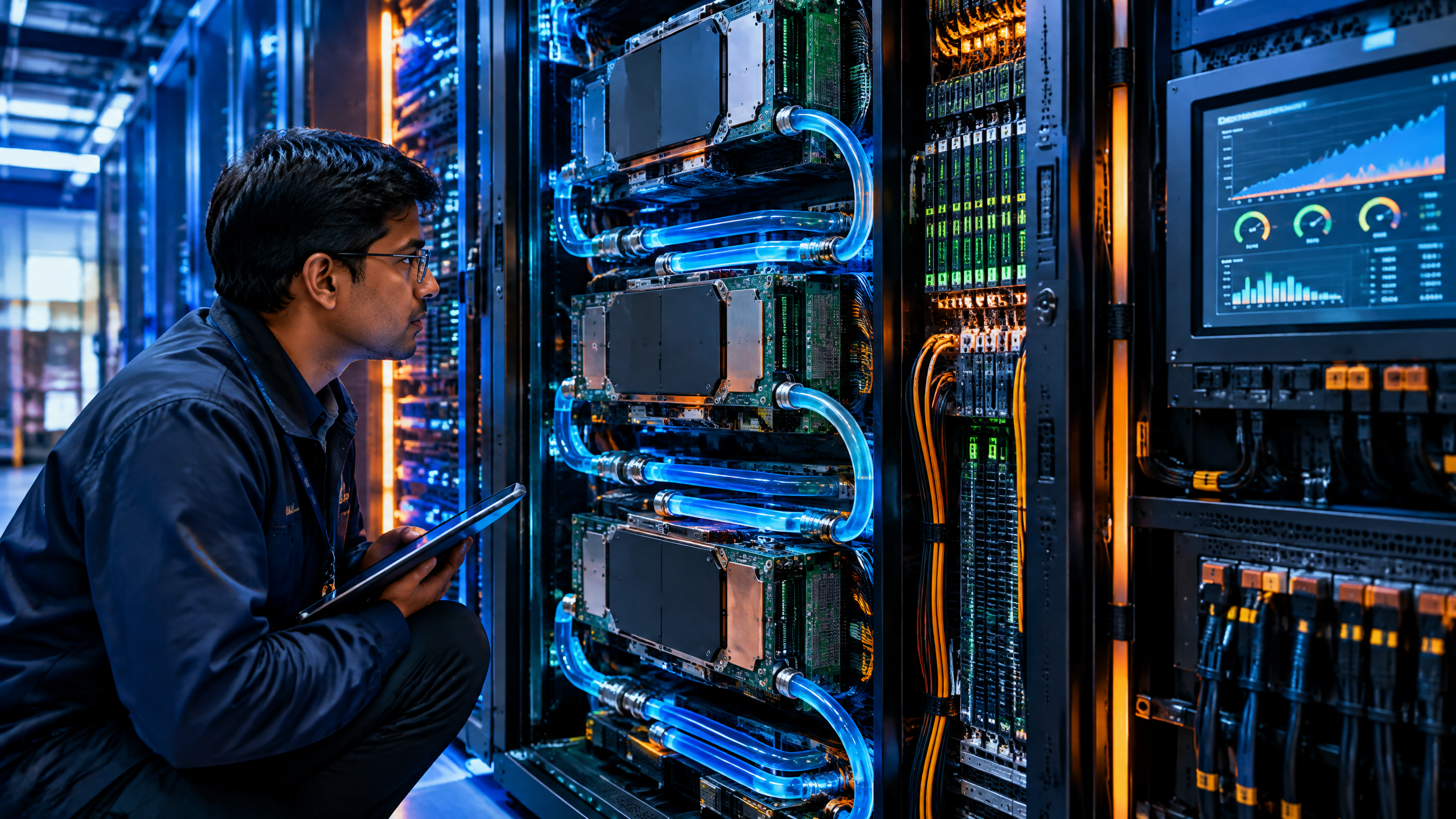 Editorial technology scene illustrating AI Infrastructure Explained: GPUs, TPUs, NPUs, Inference and Energy Use.
