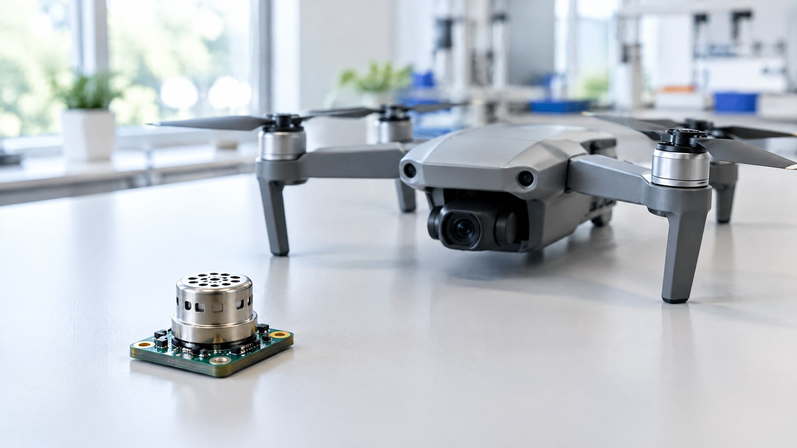 AI-generated illustration of a generic civilian drone in a landscape; it is not a named product or actual inspection.
