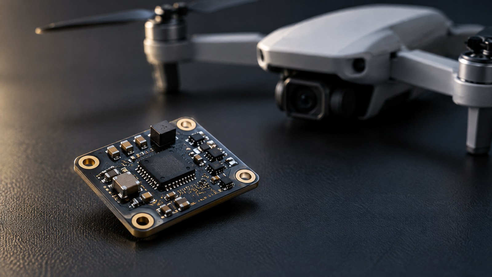 AI-generated editorial illustration of generic civilian drone hardware, not a named product or actual inspection.