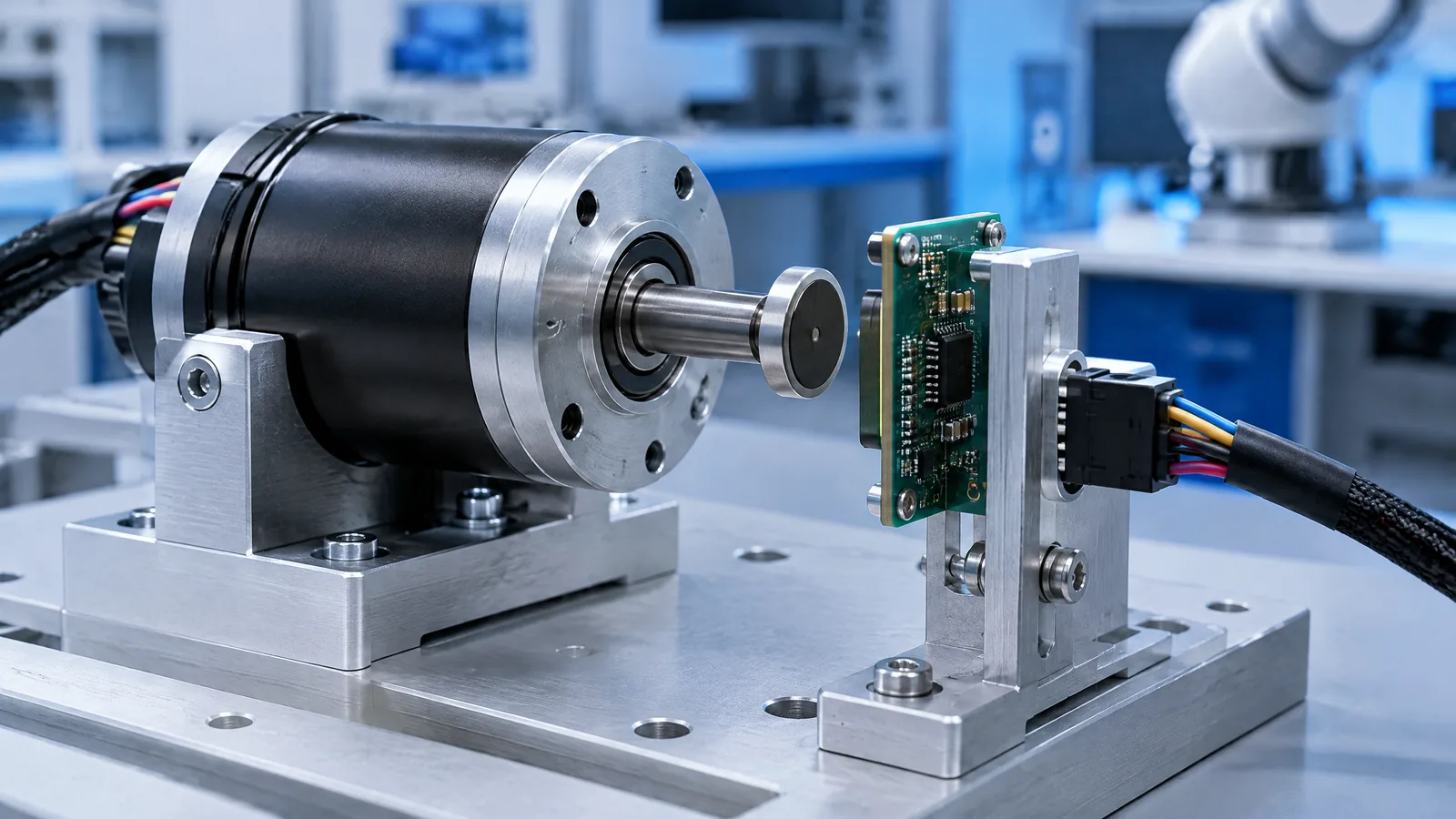 Illustrative AI-generated editorial scene showing Magnetic rotary encoder in a generic education context.