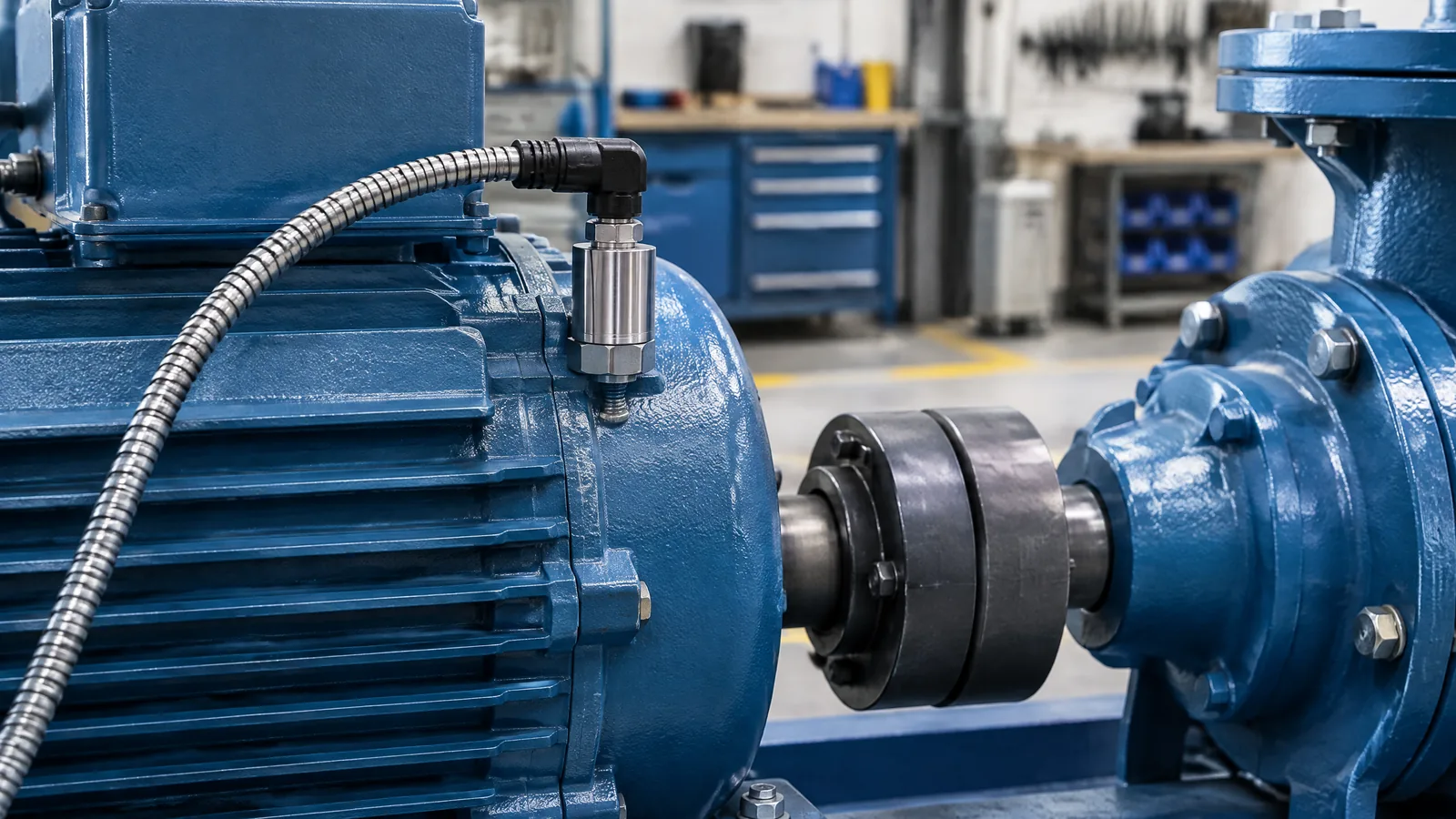 Illustrative AI-generated editorial scene showing Industrial vibration sensor in a generic education context.