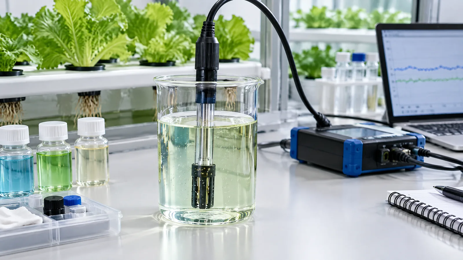 Illustrative AI-generated editorial scene showing Electrical-conductivity (EC) sensor in a generic education context.