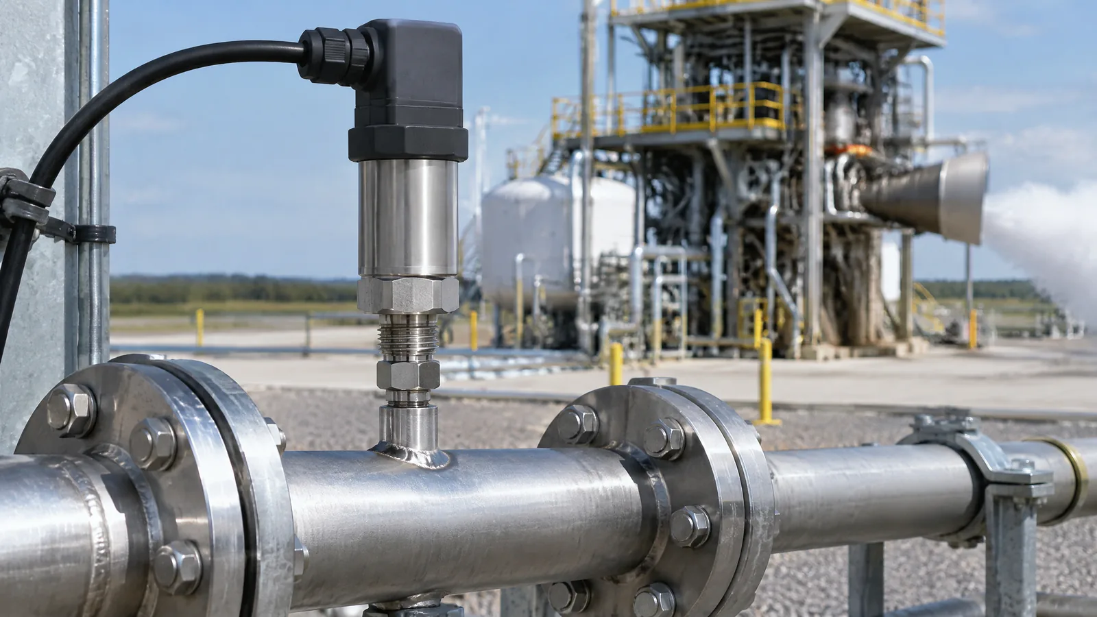 Illustrative AI-generated editorial scene showing Static pressure transducer for propellant systems in a generic education context.